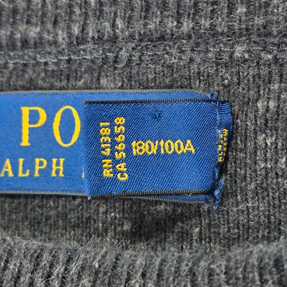 Polo Ralph Lauren Mens Charcoal‎ Gray Heathered Cotton Crewneck Sweater Large LG